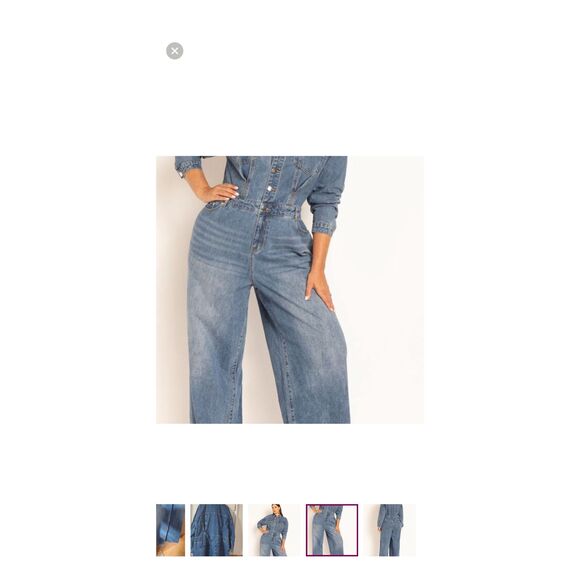 Eloquii blue Denim wide leg Jumpsuit Size 22 - Picture 3 of 11